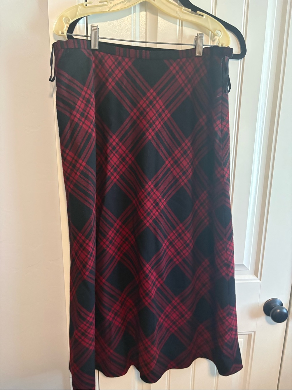 Charter Club Red and Black Plaid Midi Skirt